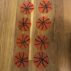 Set of 8 Rubber Basketball Coasters (Orange / Black)